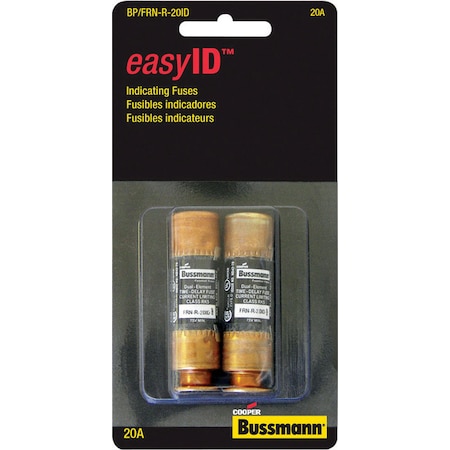 Eaton Bussmann Midget Fuse, FRN-R Series, Time-Delay, 20A, 250V AC, 20kA DC BP/FRN-R-20ID